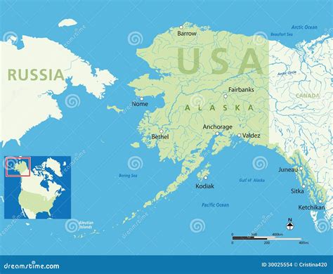 Alaska map stock illustration. Illustration of destinations - 30025554