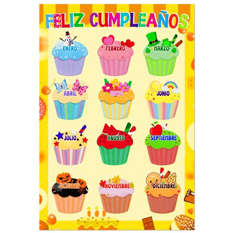 Buy Waahome Spanish Happy Birthday Chart For Classroom Decorations