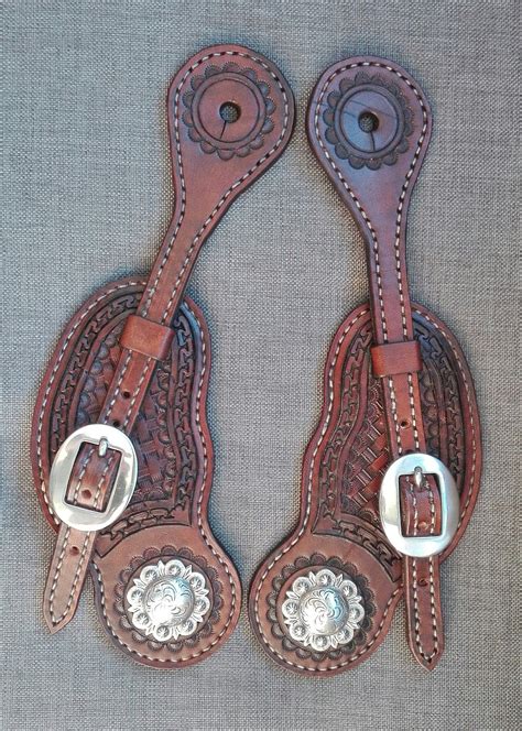 Leather Buckaroo Spur Straps Berry Conchos Etsy