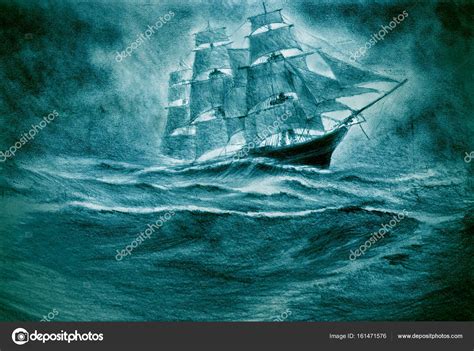 Sailing Ship In A Storm Stock Photo Nikolai2 161471576