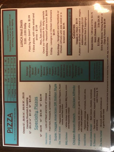 Menu At Our Daily Bread Llc Desserts Eddyville