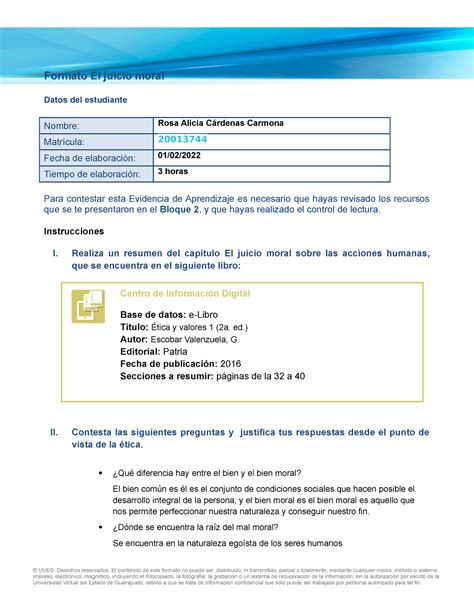 Ejercicios Obligatorios De La Materia De Matematicas Y Etica Formato