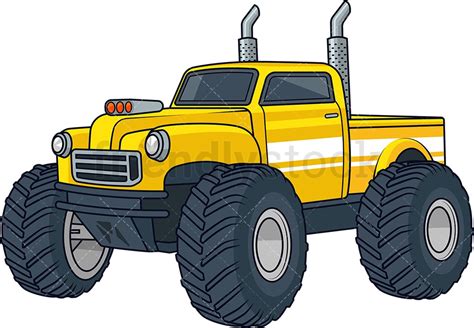 Yellow Monster Truck Cartoon Clipart Vector FriendlyStock