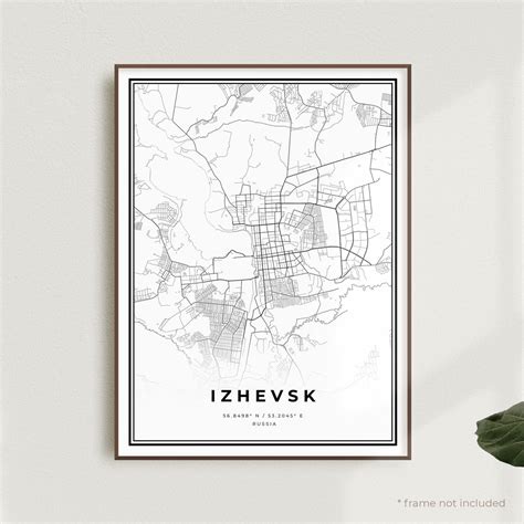 Izhevsk Map Print Izhevsk Street Map Posterrussia Modern - Etsy