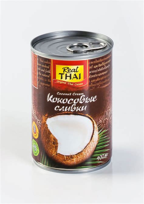 Кокосовые сливки 400 мл, ж/б "REAL THAI" (растительные жиры 20-22%) 95% ...