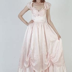 Gunne Sax Pink Satin Maxi Dress 80s Southern Belle Prom Outfit