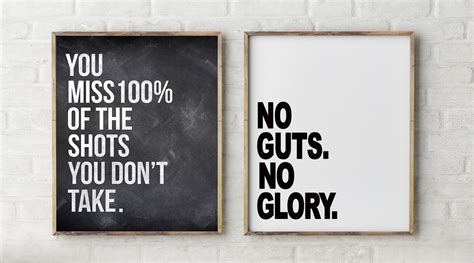 No Guts No Glory Quote Canvas Or Unframed Print Wall Art Etsy