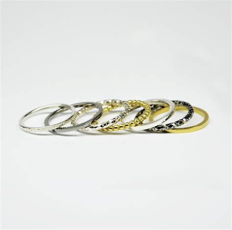 Silver Stacking Rings Set Mixed Silver Stack Rings Set - Etsy