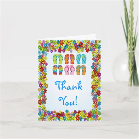 Flip Flops Pool Party Thank You Note Card Zazzle