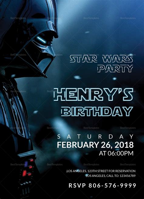 Star Wars Birthday Party Invitation Design Template in Word, PSD, Publisher