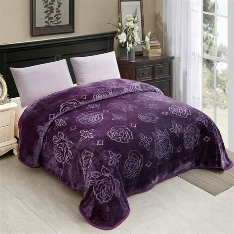 Soft Bed Flannel Blanket Queen Size (79" x 91") - Soft,Flower Embossed Plush Fleece Blanket ...