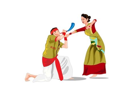 Premium Vector Bihu Dance Vector Illustration On White Background