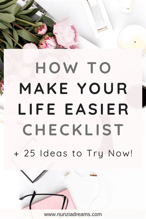 25 Ways To Make Life Easier Printable Checklist Nunziadreams