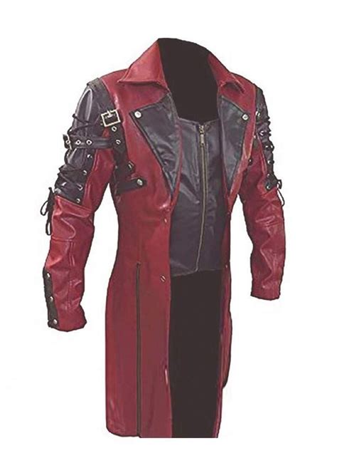 Mens Real Leather Coat Goth Matrix Trench Coat Gothic Steampunk Coats Steampunk Jacket