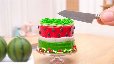 Awesome Miniature Watermelon Cake Decorating 🍉 Perfect Tiny Cake Recipe Youtube