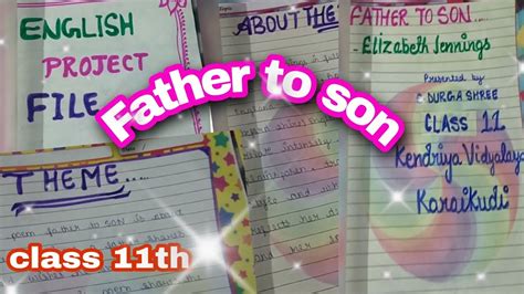 English Project File On Father To Son Class Th Father To Son