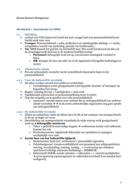 Human Resource Management Samenvatting Human Resource Management