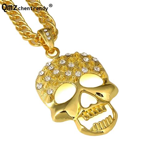 Hip Hop Bling Big Skull Mask Face Necklaces Ghost FACE Chains Pendants