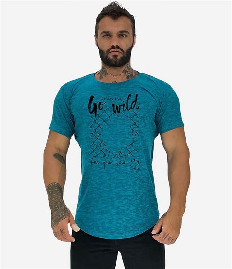 Camiseta Longline Masculina Manga Curta Mxd Conceito Go Wild Free Soul