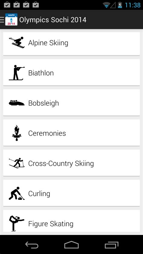 Sochi 2014 Olympics Schedule Ocals Appstore For Android