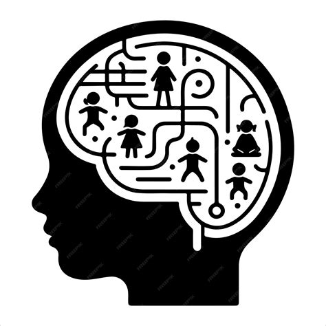 Minimal Human Children Brain Linear Silhouette Vector Premium Ai