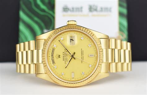 Rolex Mm Kt Gold Day Date President Champagne Diamond Dial