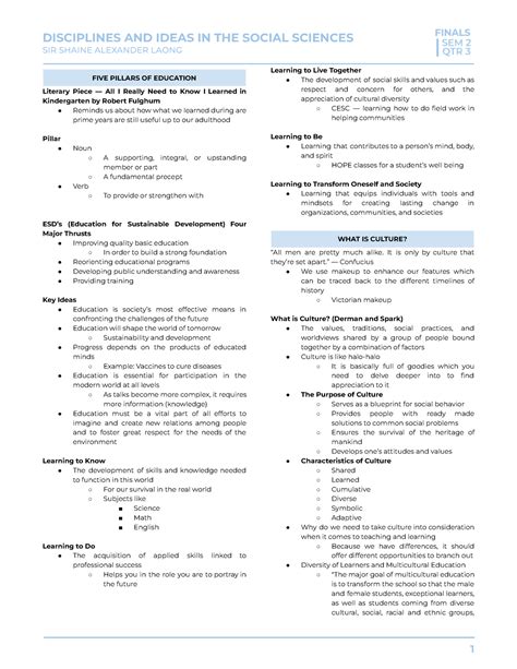 Diss Q Notes For Diss Ust Shs Humss Disciplines And Ideas In The