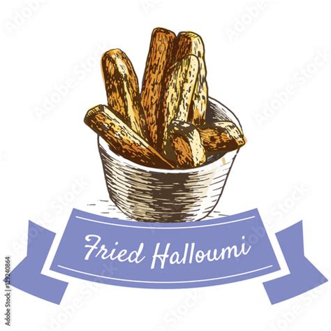 Fried Halloumi Colorful Illustration Stock Image And Royalty Free