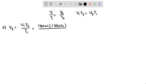 Solved Use Charles’s Law To Solve For The Missing Value In Each Of The Following A V1 80 0 Ml