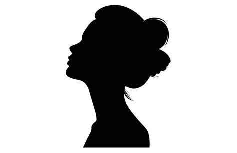 Beautiful Face Woman Side View Silhouette On Isolated White Background