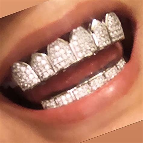 JINAO 18K Gold Plated Grills For Your Teeth Macro Pave CZ Iced Out