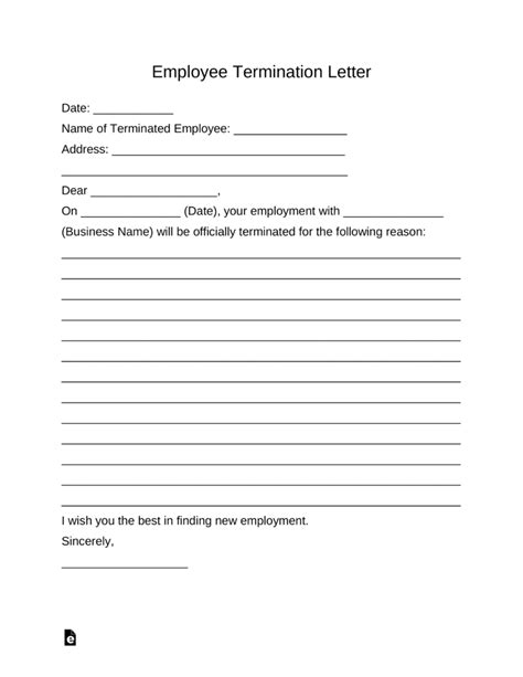 Fillable Termination Form Printable Forms Free Online