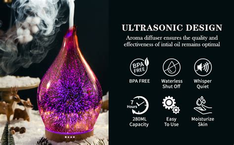 Amazon Porseme 280ml Essential Oil Diffuser 3D Hand Blown Glass