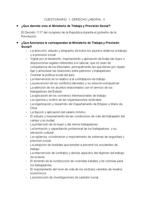 166914530 Cuestionario Derecho Laboral II CUESTIONARIO 1 DERECHO