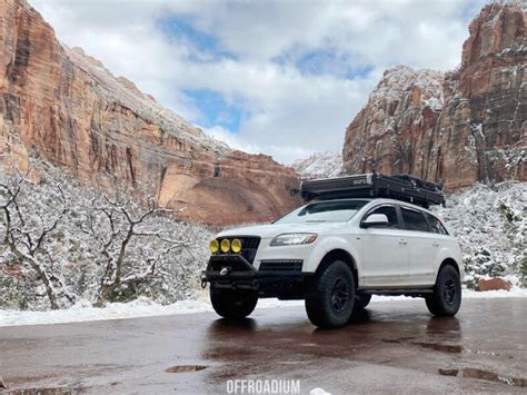 Lifted Audi Q7 On 35” Offroad Tires Modified For Overland Style Adventures