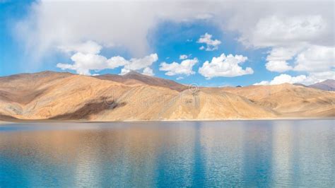 Pangong Lake Also Known As Pangong Tso Stock Photo - Image of hill ...