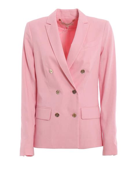 Michael Kors Pink Linen Blend Double Breasted Blazer Lyst