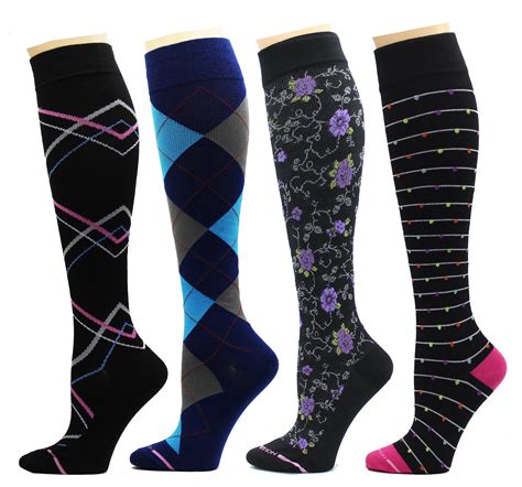 Dr Motion 4 Pairs Pack Womens Graduated Compression Knee High Socks