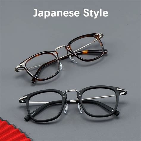 Gafas Con Montura Rectangular De Titanio Puro Y Acetato Para Hombre