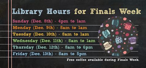 Library Hours for Finals Week - GARLAND LIBRARY