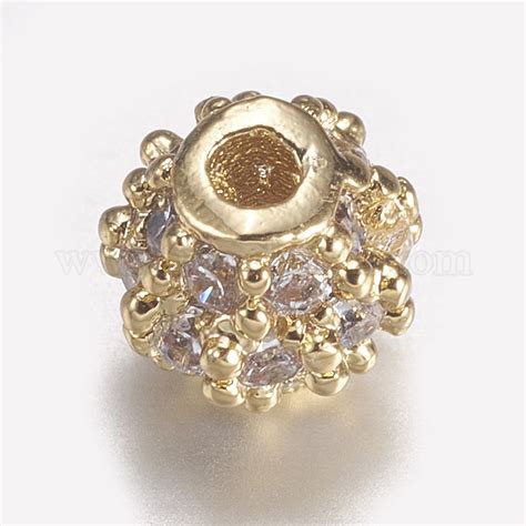 Wholesale Brass Micro Pave Cubic Zirconia Beads Pandahall