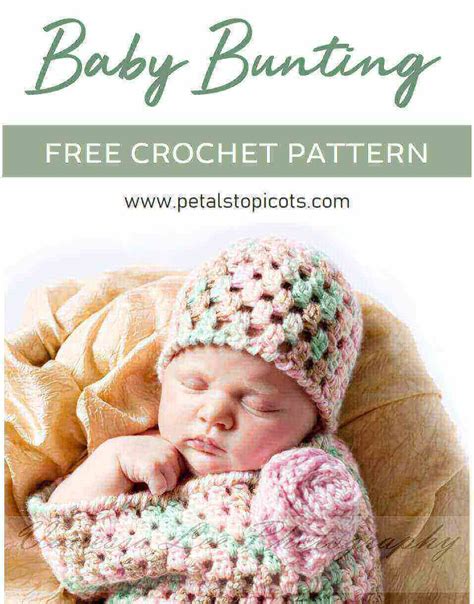 Crochet Baby Bunting with Hat Pattern - Petals to Picots