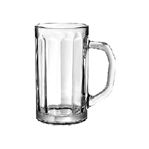 400ml Glass Beer Mugs With Handle | Classic Straight Line Designing On ...