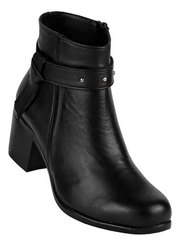 Botin Formal Tacon Mujer Negro Piel Stfashion Env O Gratis