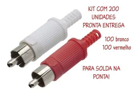 200un Kit Plug Rca Plástico 100 Vermelho 100 Branco Parcelamento