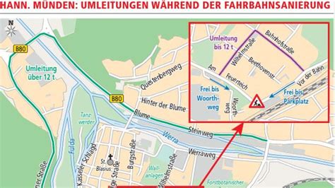 Hann Münden Sperrung Baustelle Am Feuerteich Bahnhof Umleitung Stau