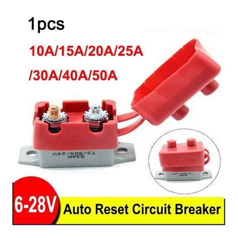 10 50a Amp 12v Circuit Breaker And Cover Dual Battery Fuse Automatic Auto