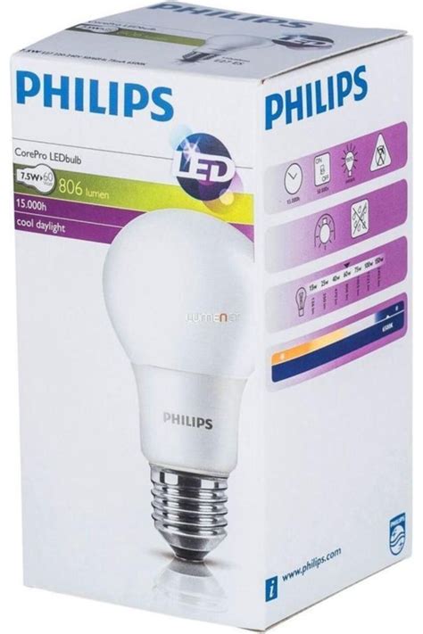 Philips 7 5w 60w Corepro Led Ampul beyaz Parlak Işık E27 Duy 806 Lumen