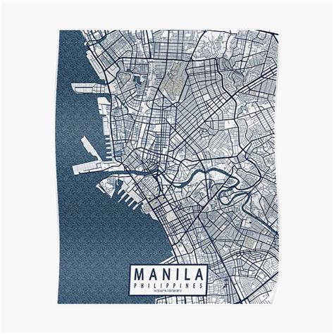 Manila City Map Of Philippines Coastal Poster By DeMAP Redbubble