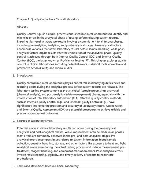 Qc lab - quality control of medical laboratory - Chapter 1: Quality ...